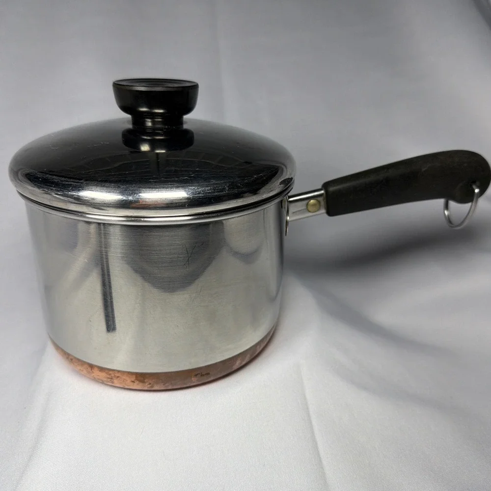 Revere Ware 1 1/2 Qt Saucepan Pot Unisex 1.5 Qt Silver Copper Bottom Vintage MCM